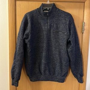 Cabela’s Men’s Wool Half Zip Pullover Sweater Sweatshirt Elbow Patch Blue Medium